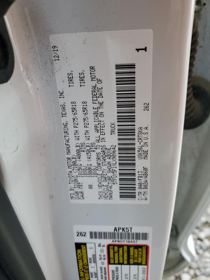 2020 Toyota Tundra Double Cab Sr VIN: 5TFUY5F1XLX909642 Lot: 57241105