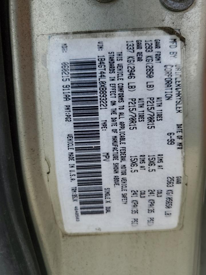 1999 Dodge Grand Caravan Se VIN: 1B4GT44L0XB893221 Lot: 56673125