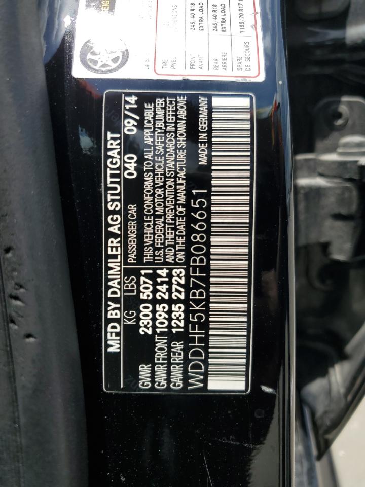 2015 Mercedes-Benz E 350 VIN: WDDHF5KB7FB086651 Lot: 69202945