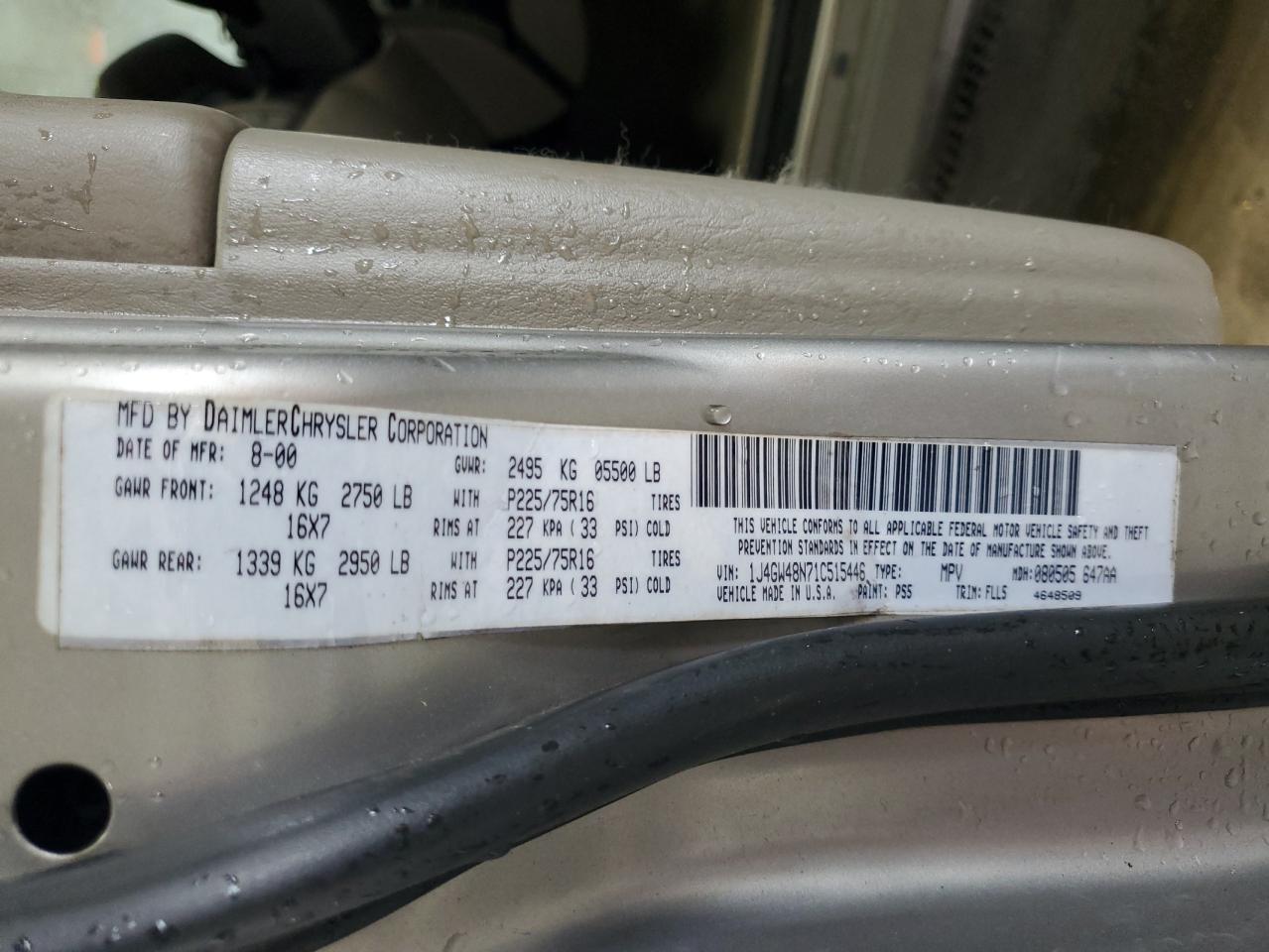 2001 Jeep Grand Cherokee Laredo VIN: 1J4GW48N71C515446 Lot: 56646155