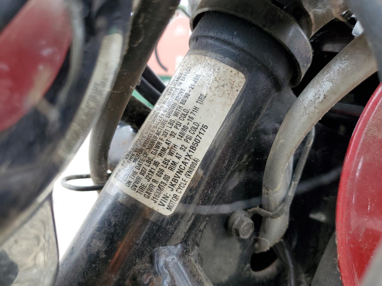 2001 Kawasaki Vn800 VIN: JKBVNCA1X1B507175 Lot: 58625345
