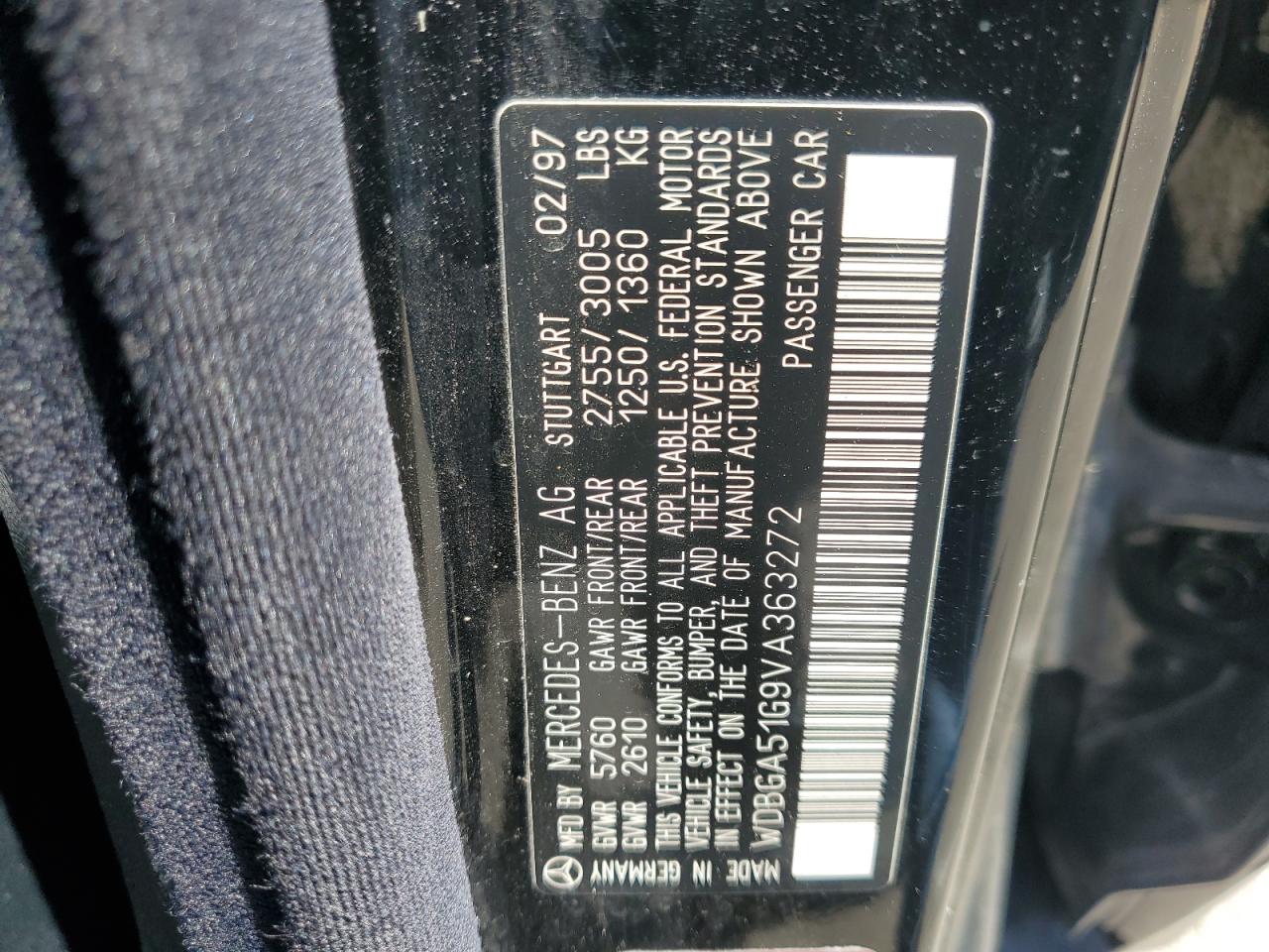 1997 Mercedes-Benz S 500 VIN: WDBGA51G9VA363272 Lot: 56468085