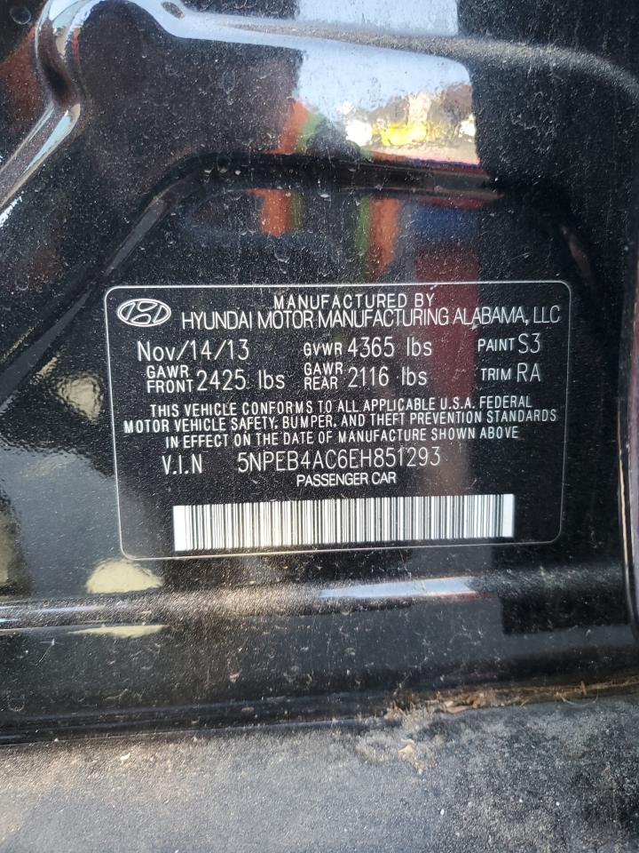 2014 Hyundai Sonata Gls VIN: 5NPEB4AC6EH851293 Lot: 56903745