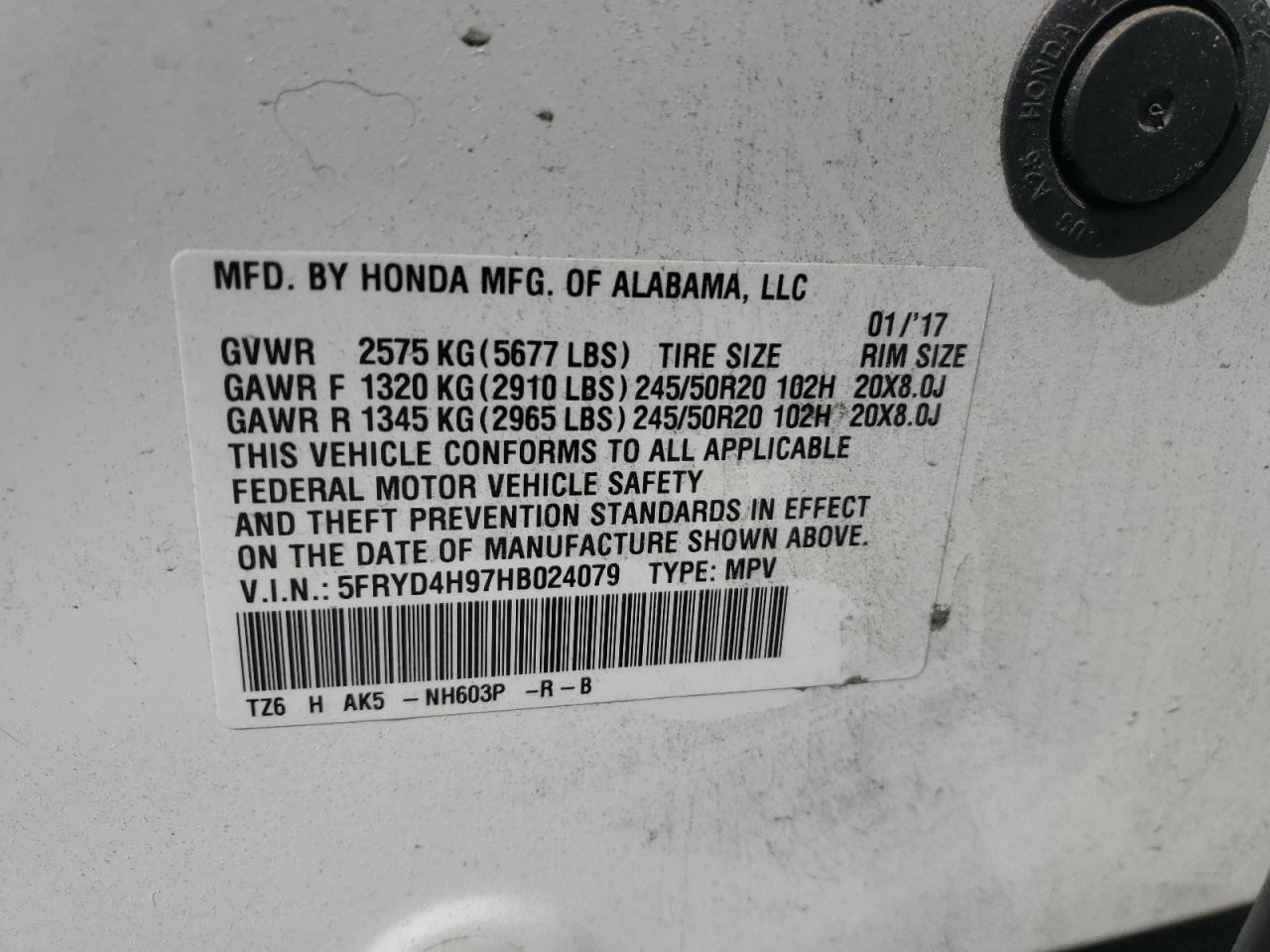 2017 Acura Mdx Advance VIN: 5FRYD4H97HB024079 Lot: 56906295