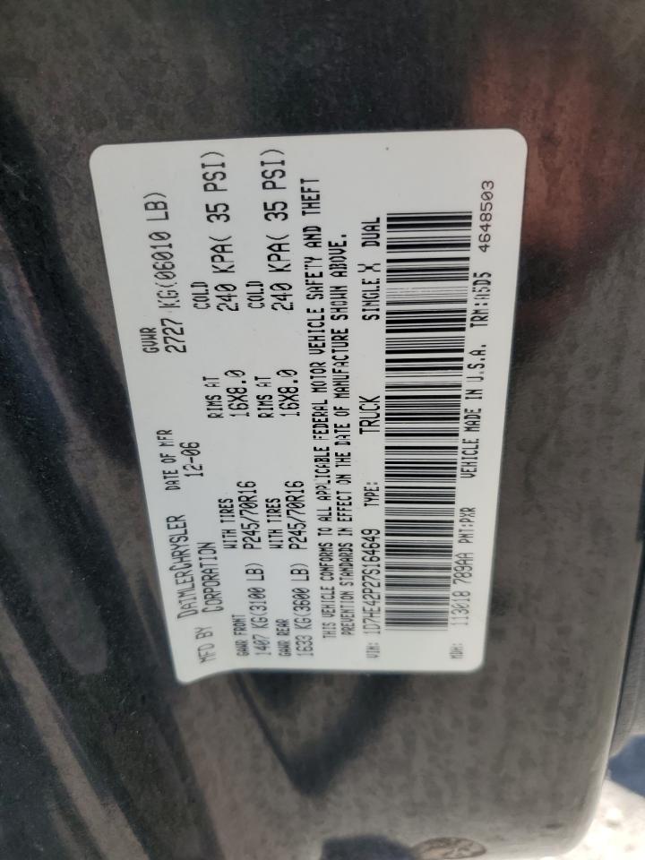 2007 Dodge Dakota Slt VIN: 1D7HE42P27S164649 Lot: 56638595