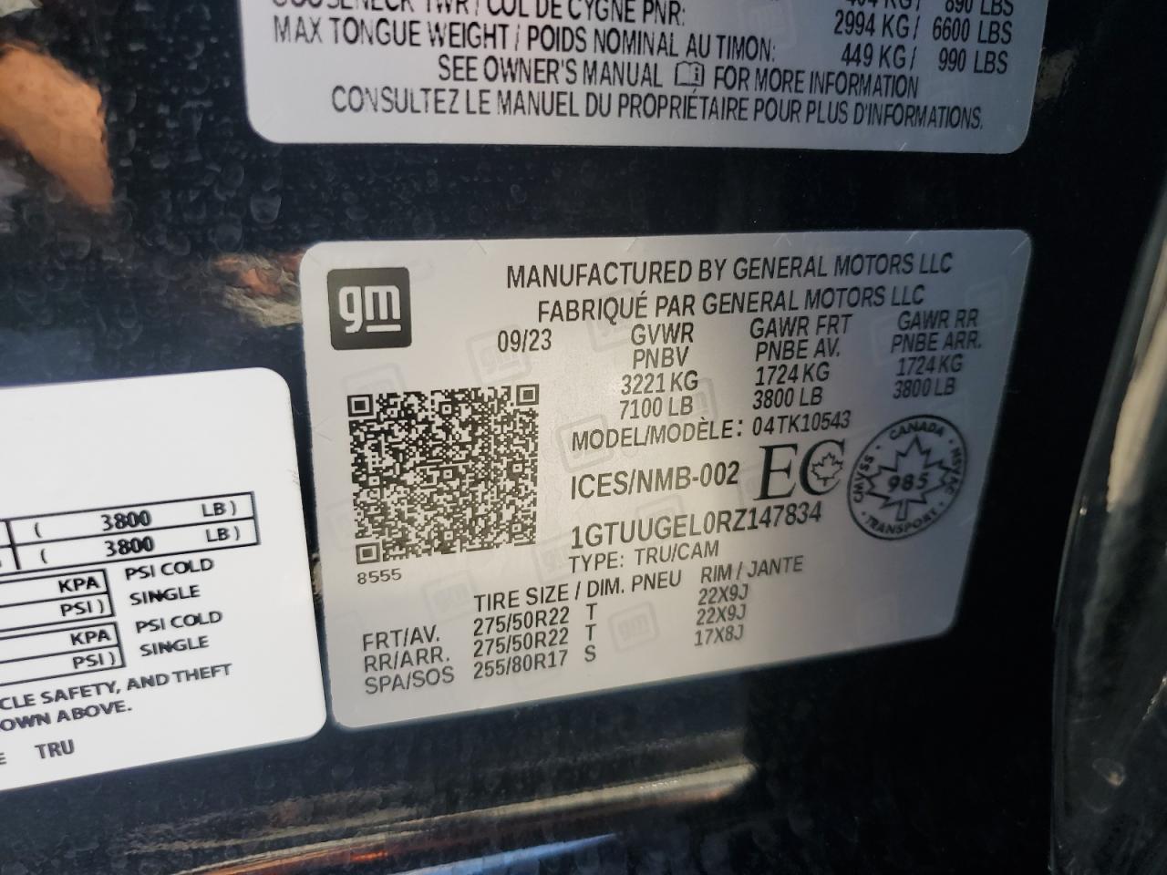 2024 GMC Sierra K1500 Denali VIN: 1GTUUGEL0RZ147834 Lot: 56942535