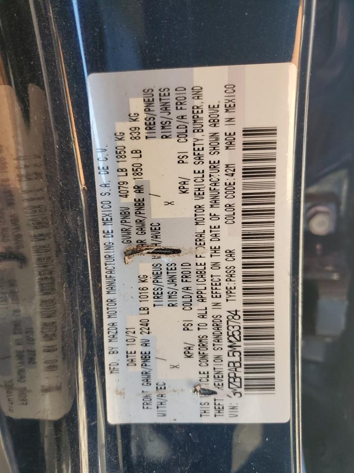 2021 Mazda 3 Select VIN: 3MZBPABL5MM253784 Lot: 56675595