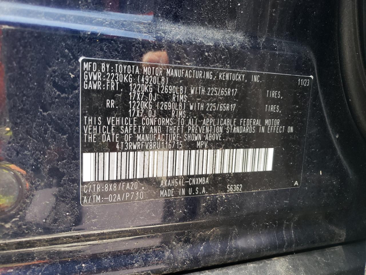 2024 Toyota Rav4 Xle VIN: 4T3RWRFV8RU116715 Lot: 53679565