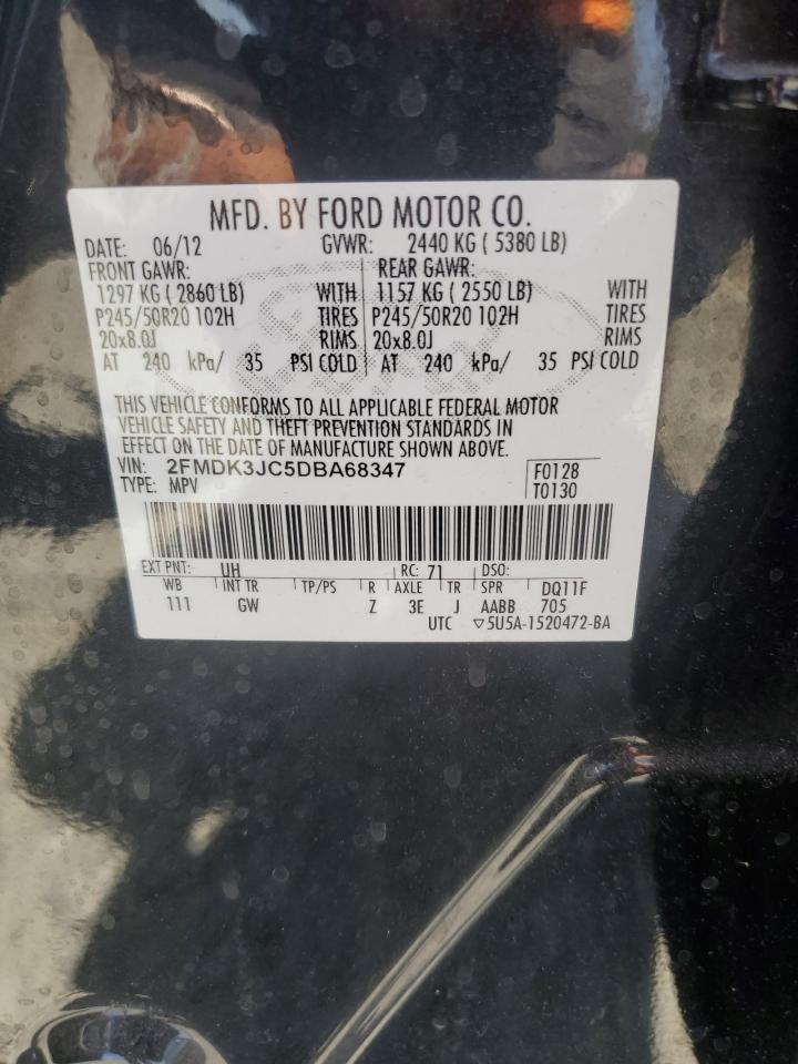 2013 Ford Edge Sel VIN: 2FMDK3JC5DBA68347 Lot: 58607915