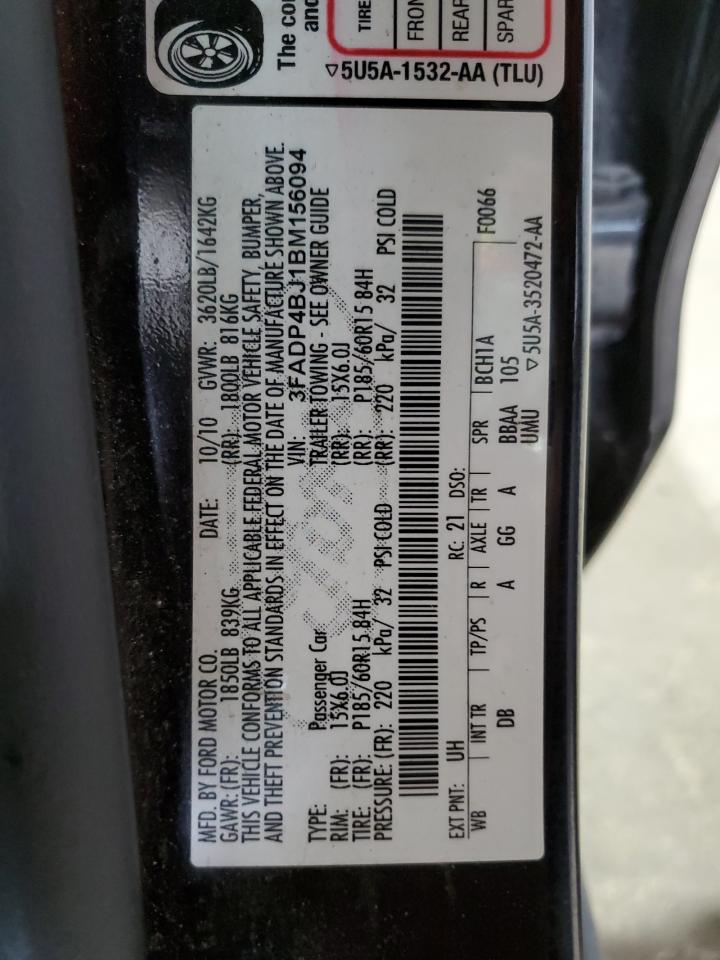 2011 Ford Fiesta Se VIN: 3FADP4BJ1BM156094 Lot: 59049225