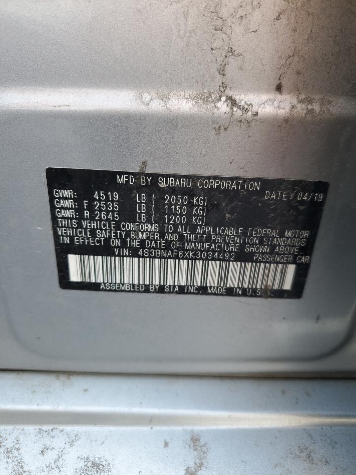 2019 Subaru Legacy 2.5I Premium VIN: 4S3BNAF6XK3034492 Lot: 57392255