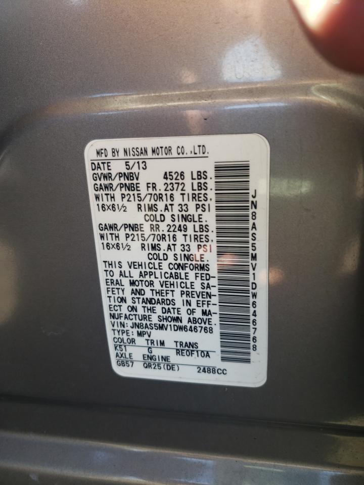 2013 Nissan Rogue S VIN: JN8AS5MV1DW646768 Lot: 56158005