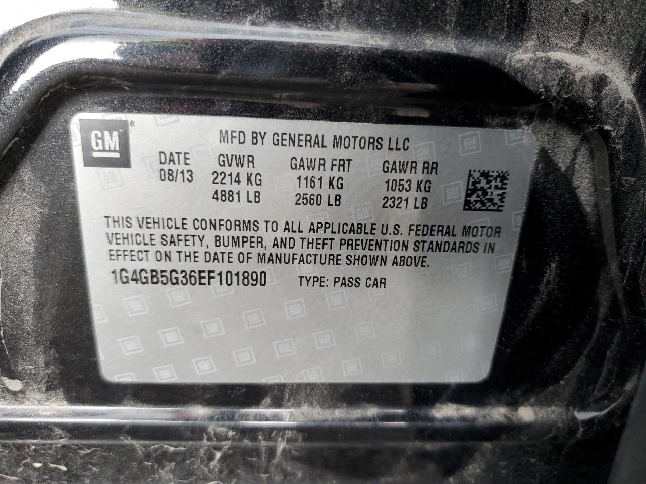 2014 Buick Lacrosse VIN: 1G4GB5G36EF101890 Lot: 56797315