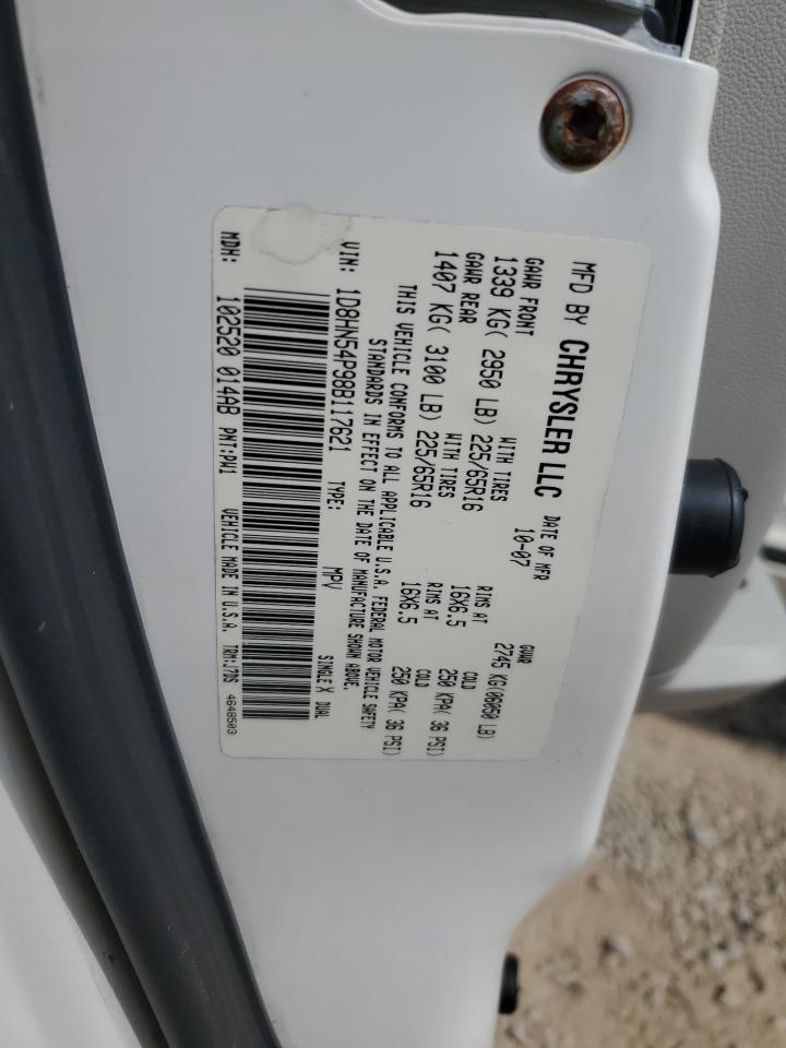 2008 Dodge Grand Caravan Sxt VIN: 1D8HN54P98B117621 Lot: 58098225