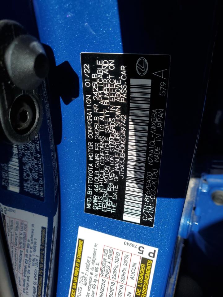 JTHX3JBH0N2049742 2022 Lexus Ux 200 Base