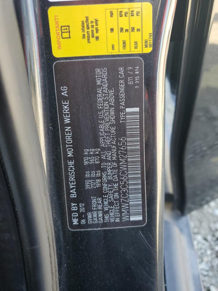 2012 Mini Cooper S Countryman VIN: WMWZC3C56CWM27656 Lot: 56469605