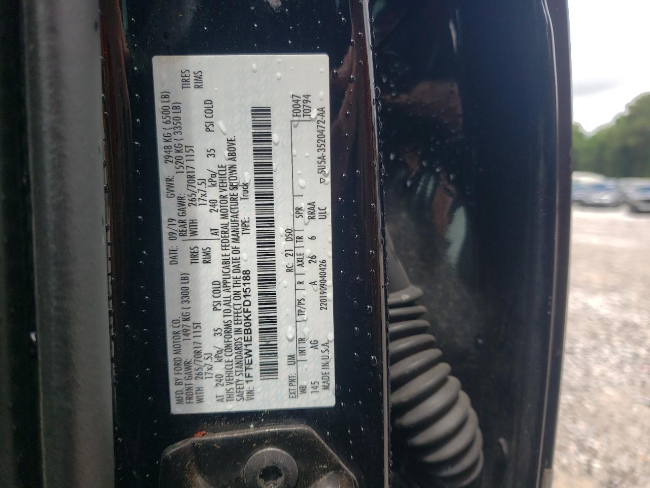 2019 Ford F150 Supercrew VIN: 1FTEW1EB0KFD15188 Lot: 58544085