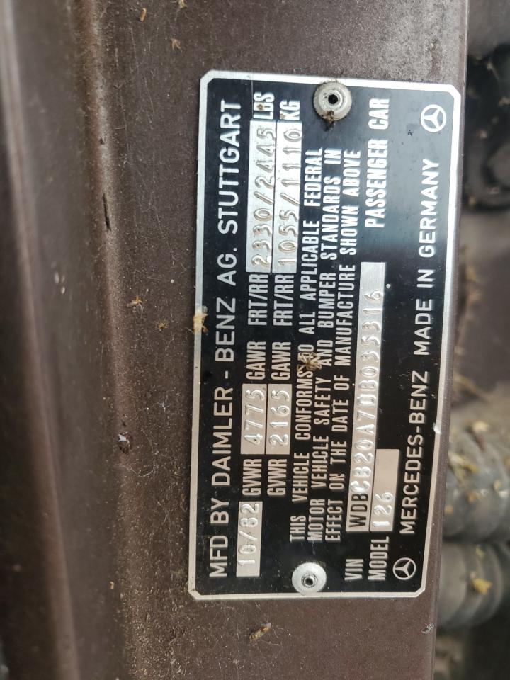 1983 Mercedes-Benz 300 Sd VIN: WDBCB20A7DB035316 Lot: 53765635