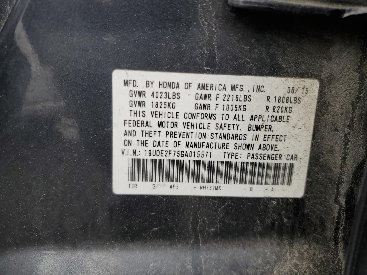 2016 Acura Ilx Premium VIN: 19UDE2F75GA015571 Lot: 57234605