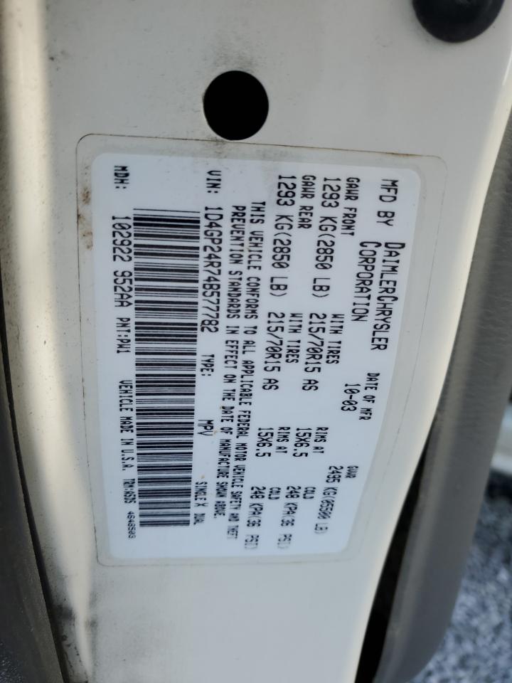 2004 Dodge Grand Caravan Se VIN: 1D4GP24R74B577782 Lot: 56066775