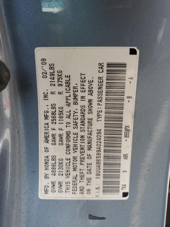 2009 Acura Tl VIN: 19UUA86599A024094 Lot: 57291865