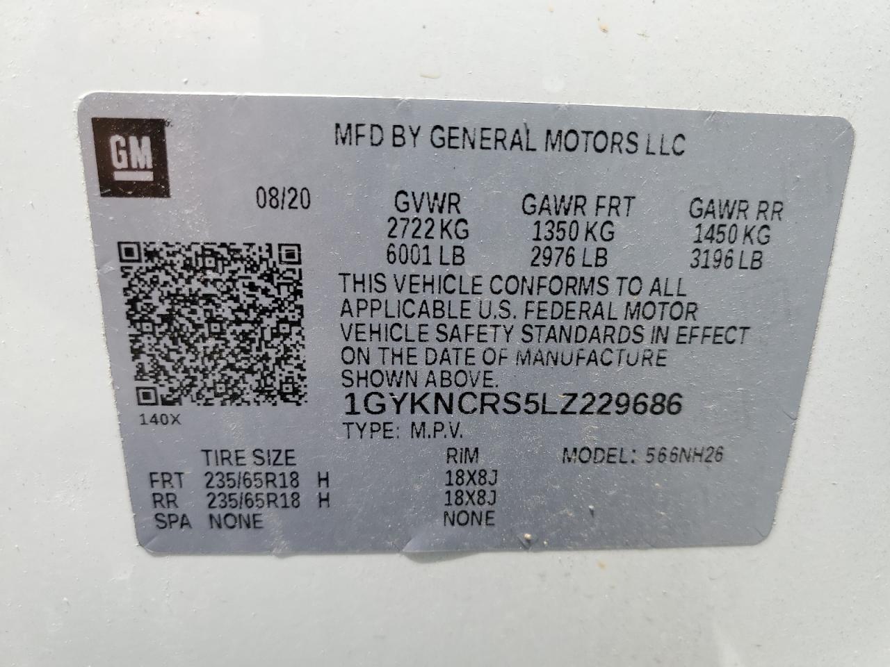 2020 Cadillac Xt5 Premium Luxury VIN: 1GYKNCRS5LZ229686 Lot: 57391915
