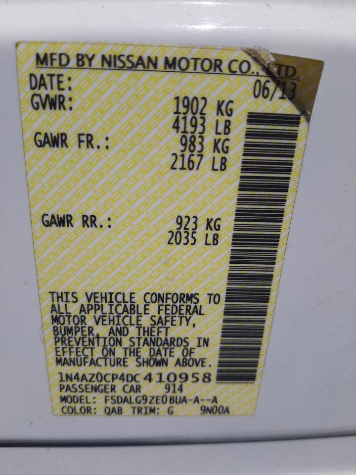 2013 Nissan Leaf S VIN: 1N4AZ0CP4DC410958 Lot: 57127545