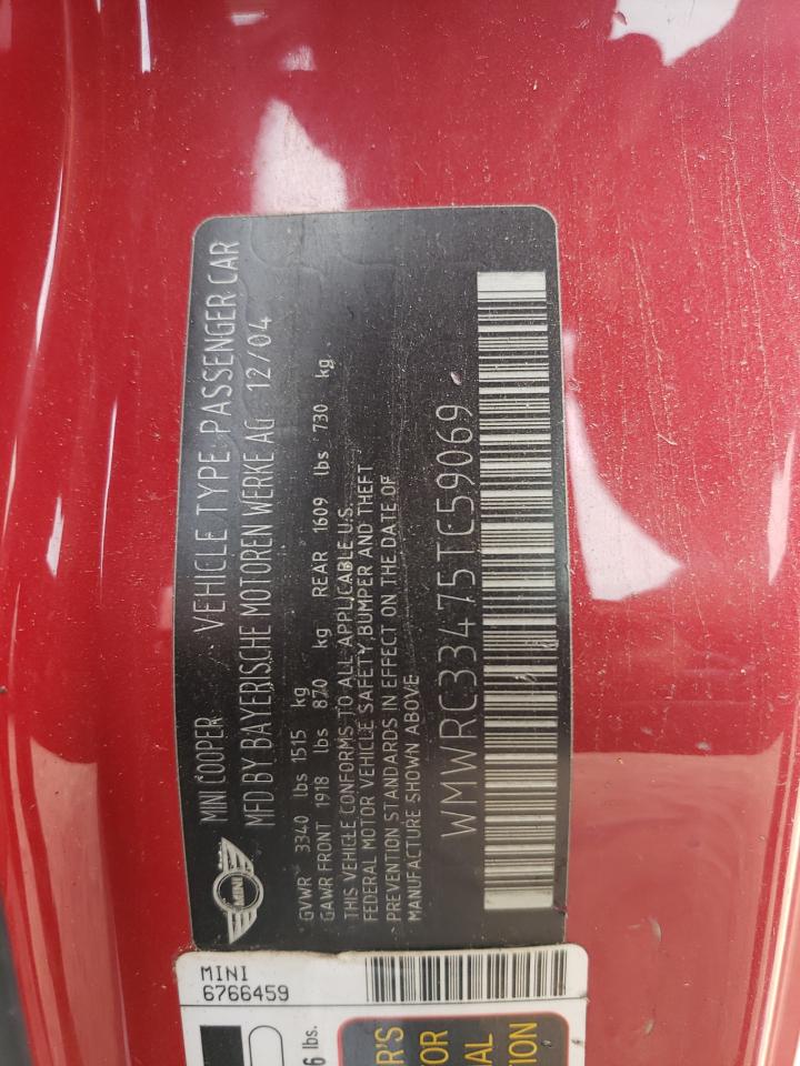 2005 Mini Cooper VIN: WMWRC33475TC59069 Lot: 51551605
