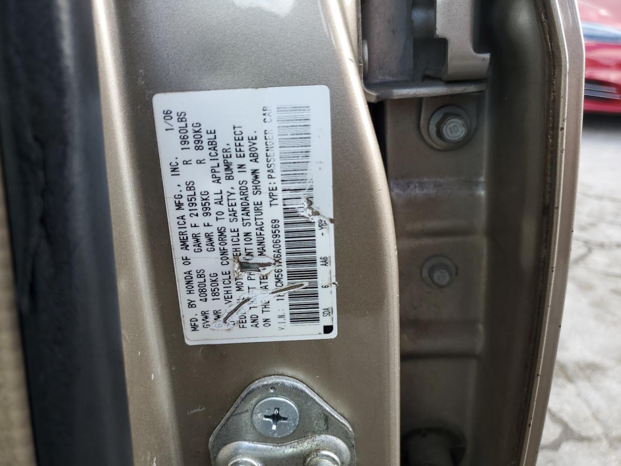 2006 Honda Accord Value VIN: 1HGCM561X6A069569 Lot: 56756095