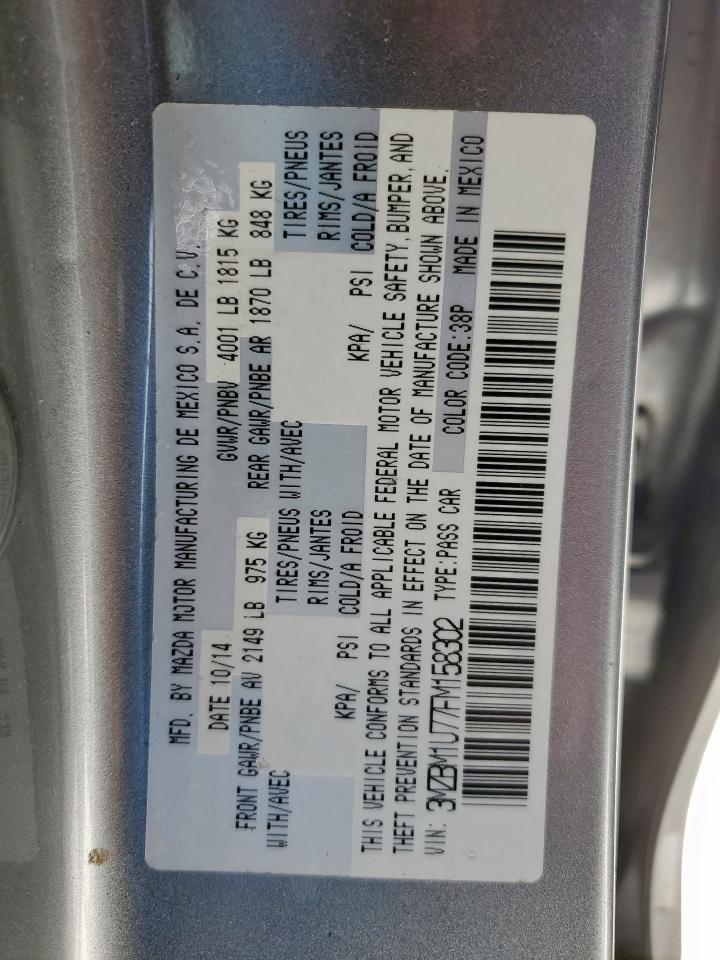 2015 Mazda 3 Sport VIN: 3MZBM1U77FM158302 Lot: 56345065
