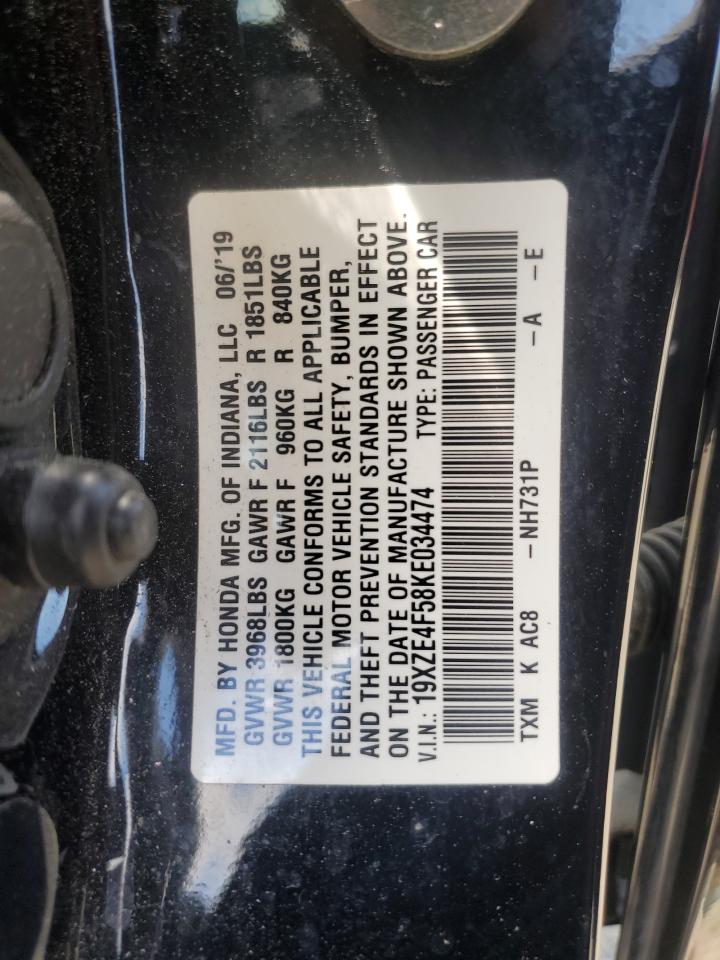 2019 Honda Insight Ex VIN: 19XZE4F58KE034474 Lot: 57326205