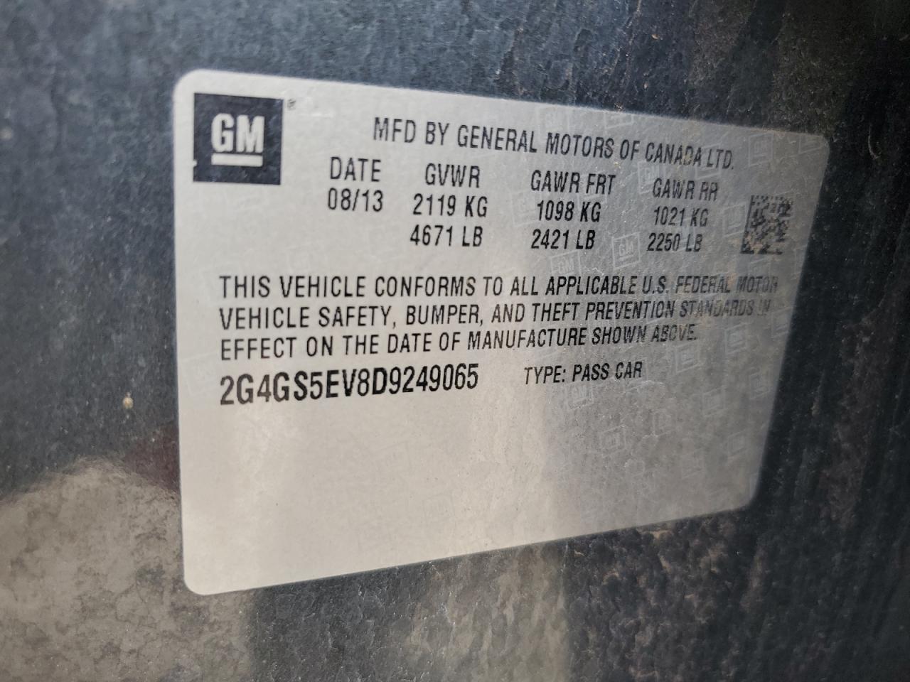 2013 Buick Regal Premium VIN: 2G4GS5EV8D9249065 Lot: 56210215