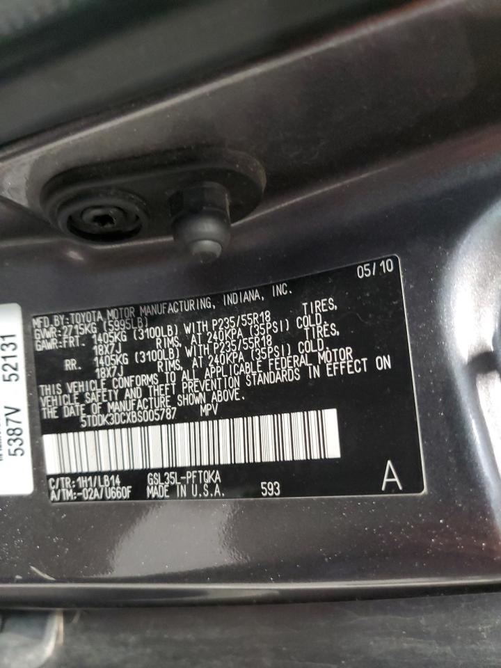 2011 Toyota Sienna Xle VIN: 5TDDK3DCXBS005787 Lot: 56923495