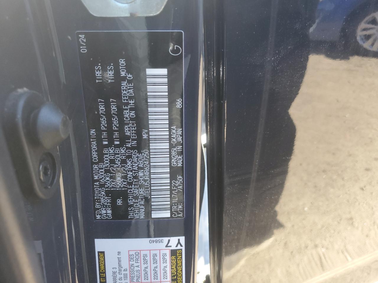 2024 Toyota 4Runner Sr5 Premium VIN: JTELU5JR4R6247250 Lot: 57506145