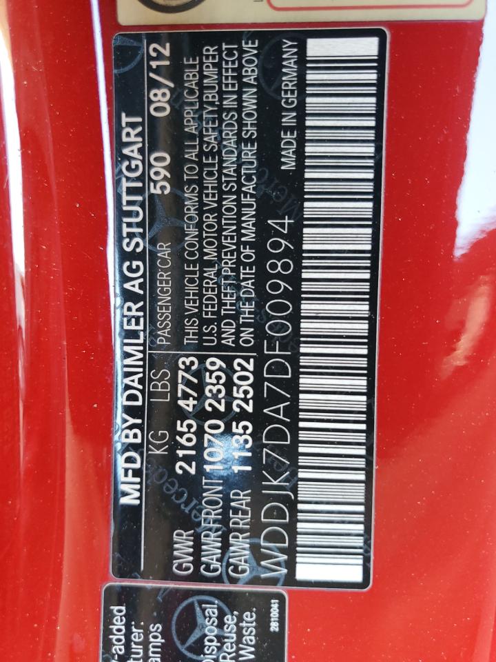 2013 Mercedes-Benz Sl 550 VIN: WDDJK7DA7DF009894 Lot: 57788065
