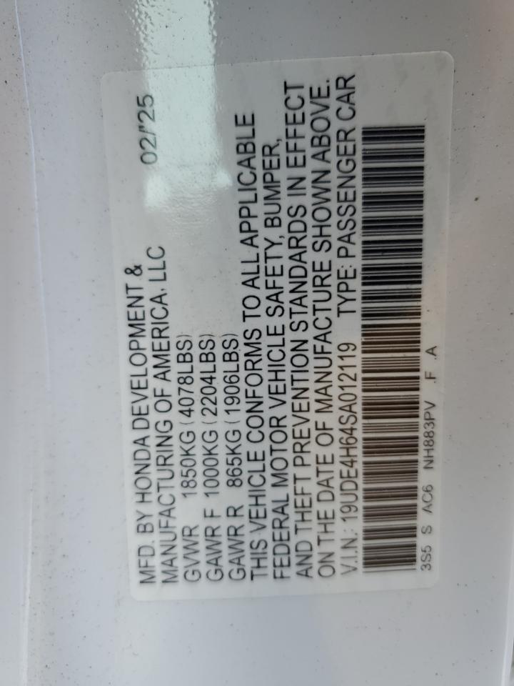 2025 Acura Integra A-Spec Tech VIN: 19UDE4H64SA012119 Lot: 56946635