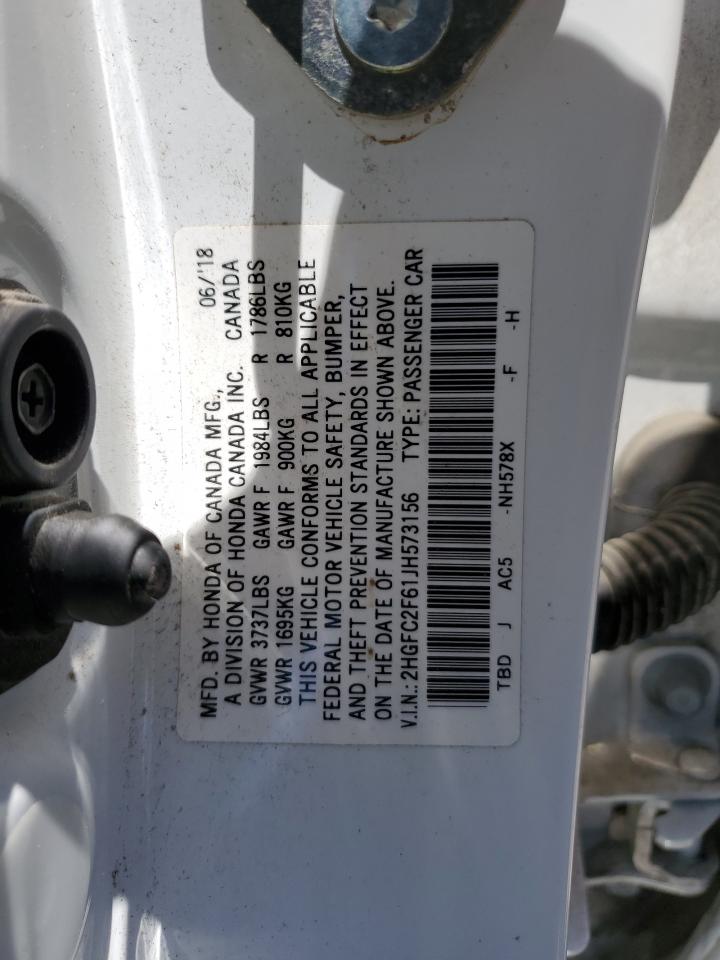 2018 Honda Civic Lx VIN: 2HGFC2F61JH573156 Lot: 58092625