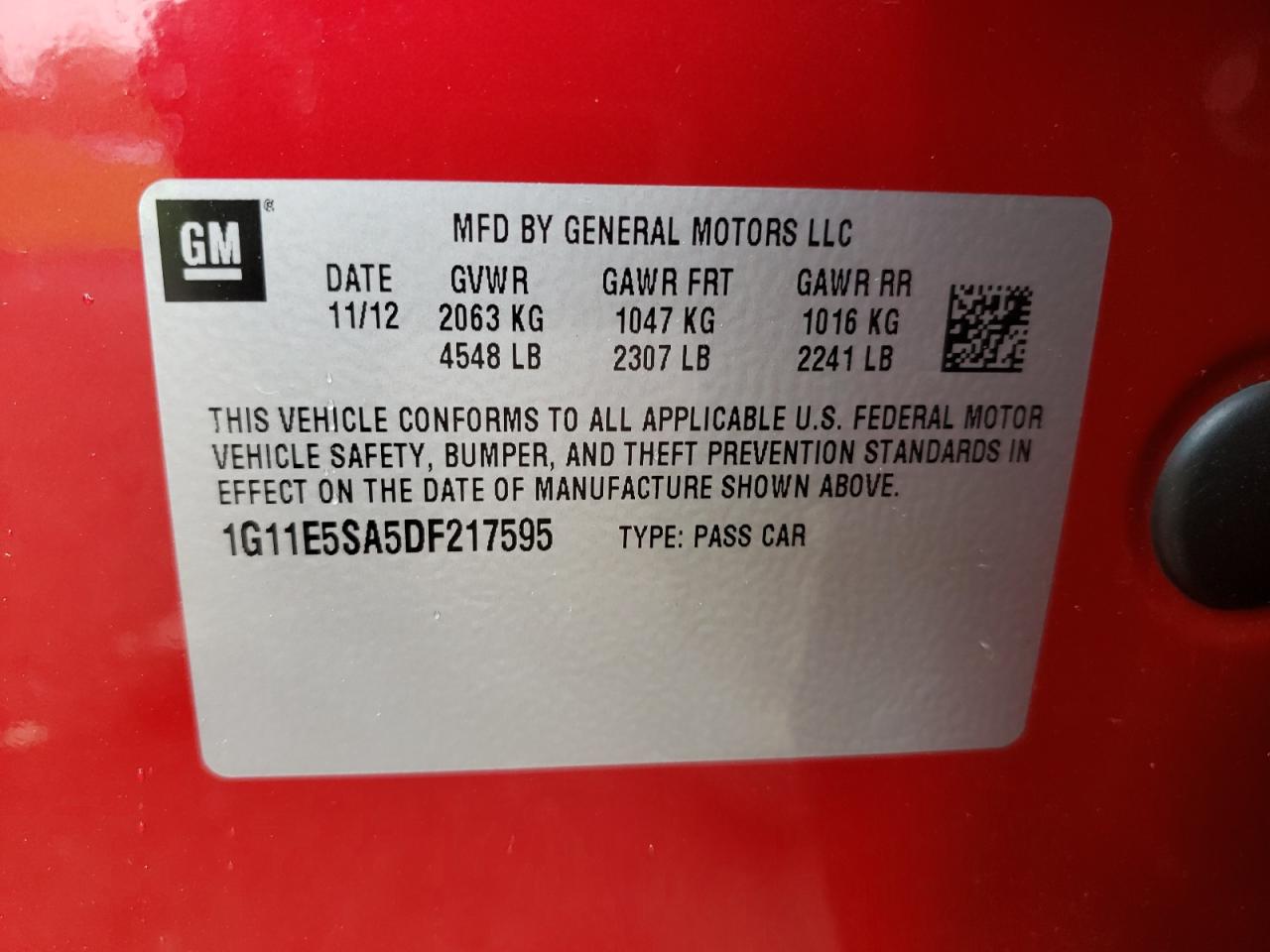 2013 Chevrolet Malibu 2Lt VIN: 1G11E5SA5DF217595 Lot: 56871025