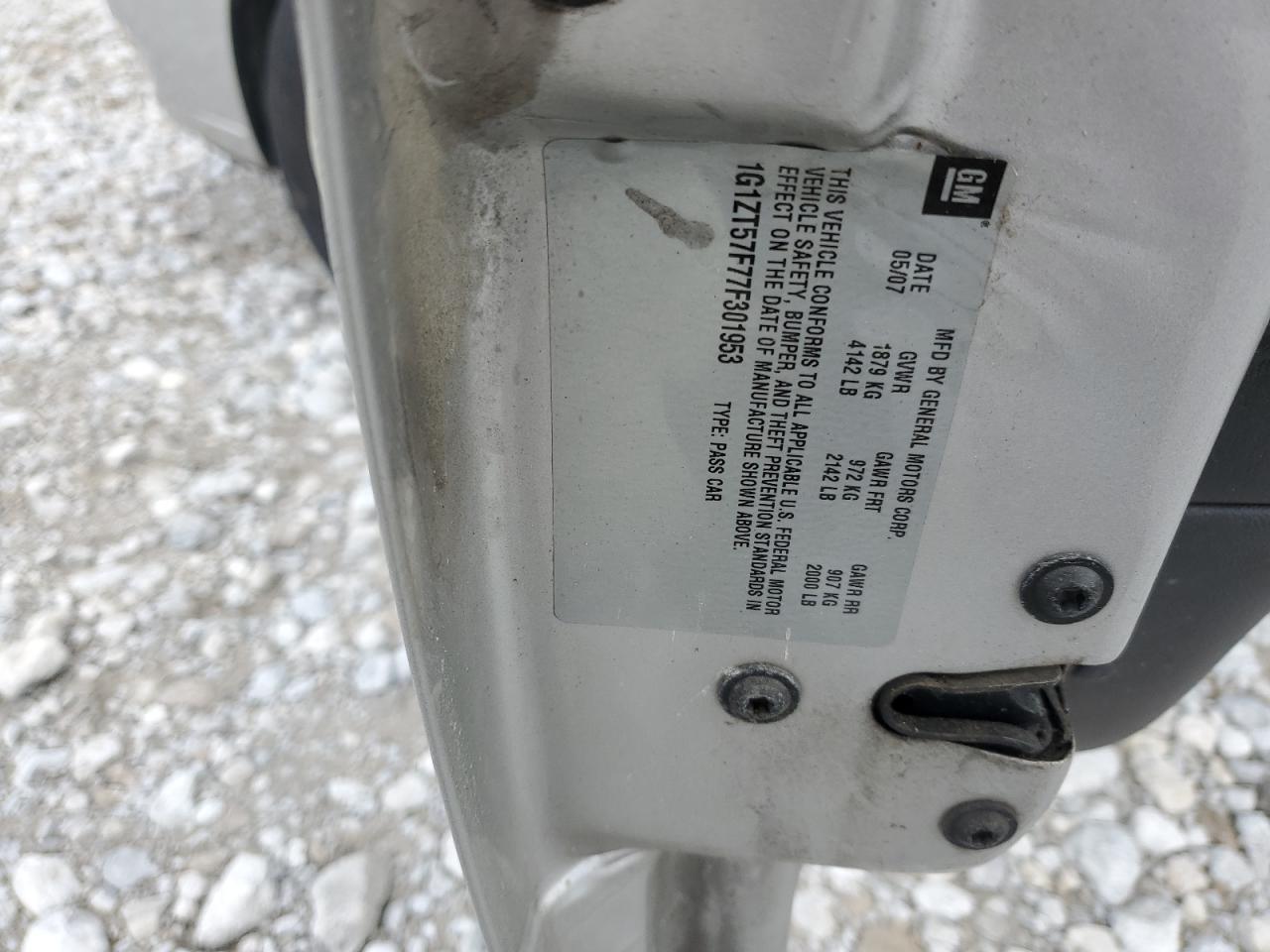 2007 Chevrolet Malibu Lt VIN: 1G1ZT57F77F301953 Lot: 58398175