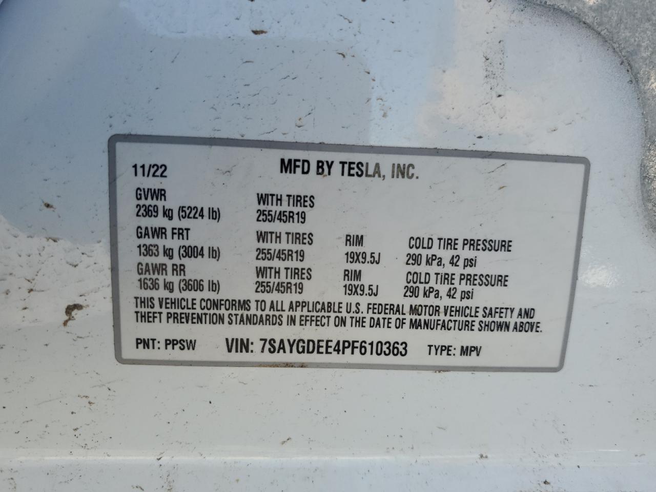 2023 Tesla Model Y VIN: 7SAYGDEE4PF610363 Lot: 56742875