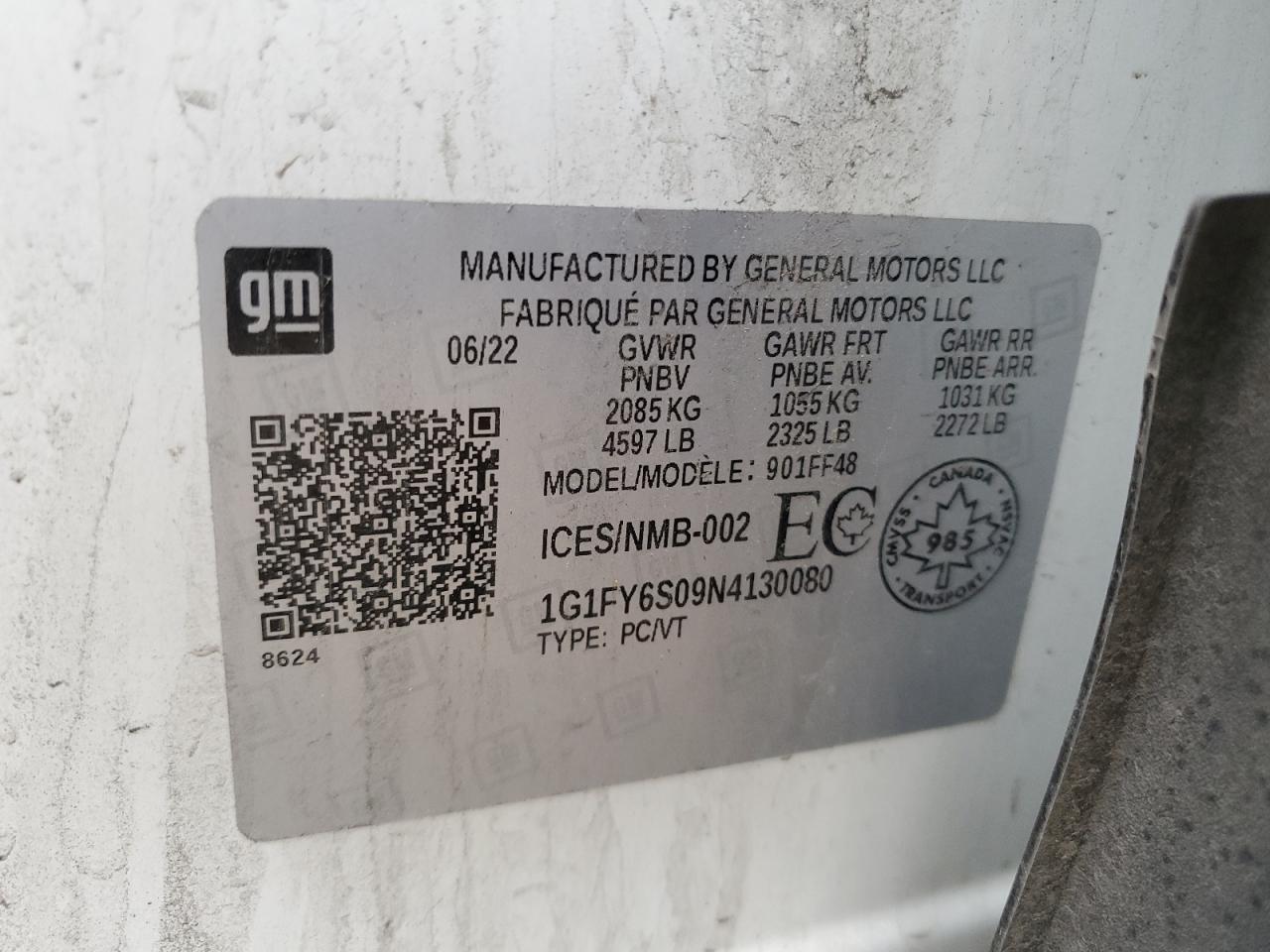 2022 Chevrolet Bolt Euv Lt VIN: 1G1FY6S09N4130080 Lot: 56625895