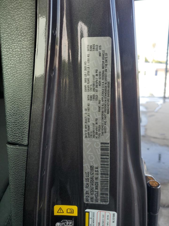 2022 Jeep Gladiator Sport VIN: 1C6HJTAG5NL121505 Lot: 57037625