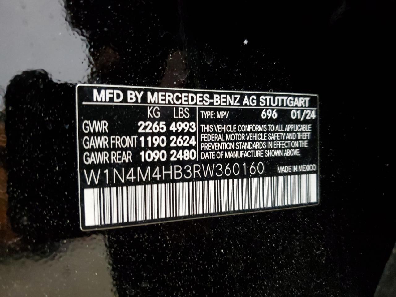 2024 Mercedes-Benz Glb 250 4Matic VIN: W1N4M4HB3RW360160 Lot: 57247825