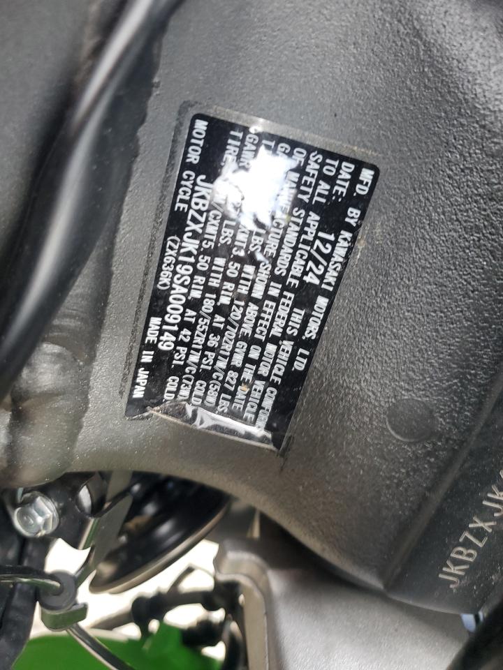 2025 Kawasaki Zx636 K VIN: JKBZXJK19SA009149 Lot: 56412855