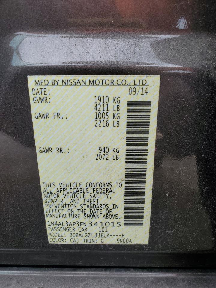 2015 Nissan Altima 2.5 VIN: 1N4AL3AP3FN341015 Lot: 56147985