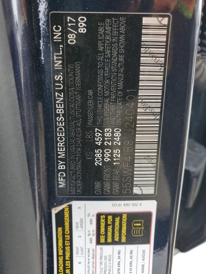 2018 Mercedes-Benz C 300 VIN: 55SWF4JB8JU240401 Lot: 57450775