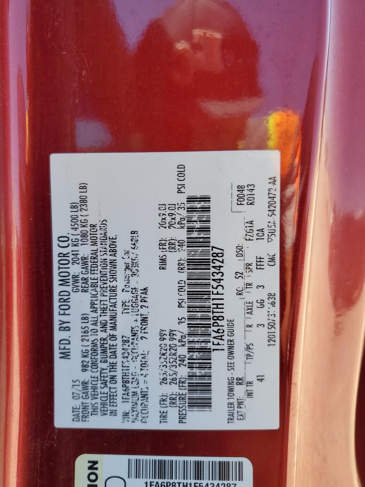 2015 Ford Mustang VIN: 1FA6P8TH1F5434287 Lot: 54929975