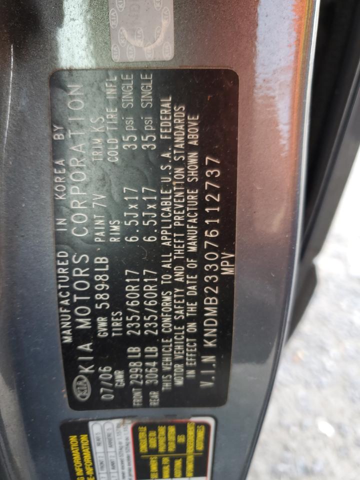 2007 Kia Sedona Ex VIN: KNDMB233076112737 Lot: 56305385
