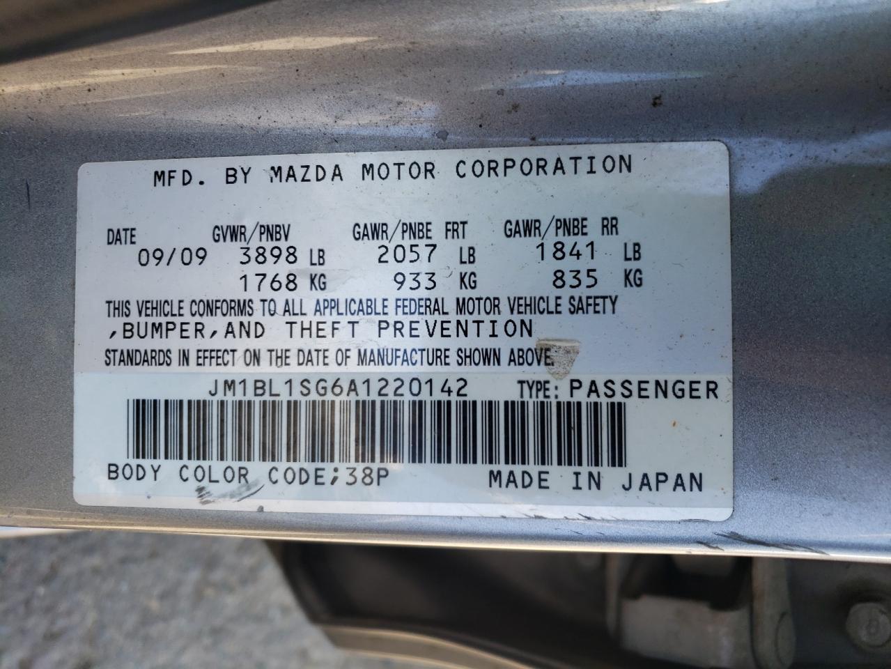 2010 Mazda 3 I VIN: JM1BL1SG6A1220142 Lot: 55687405