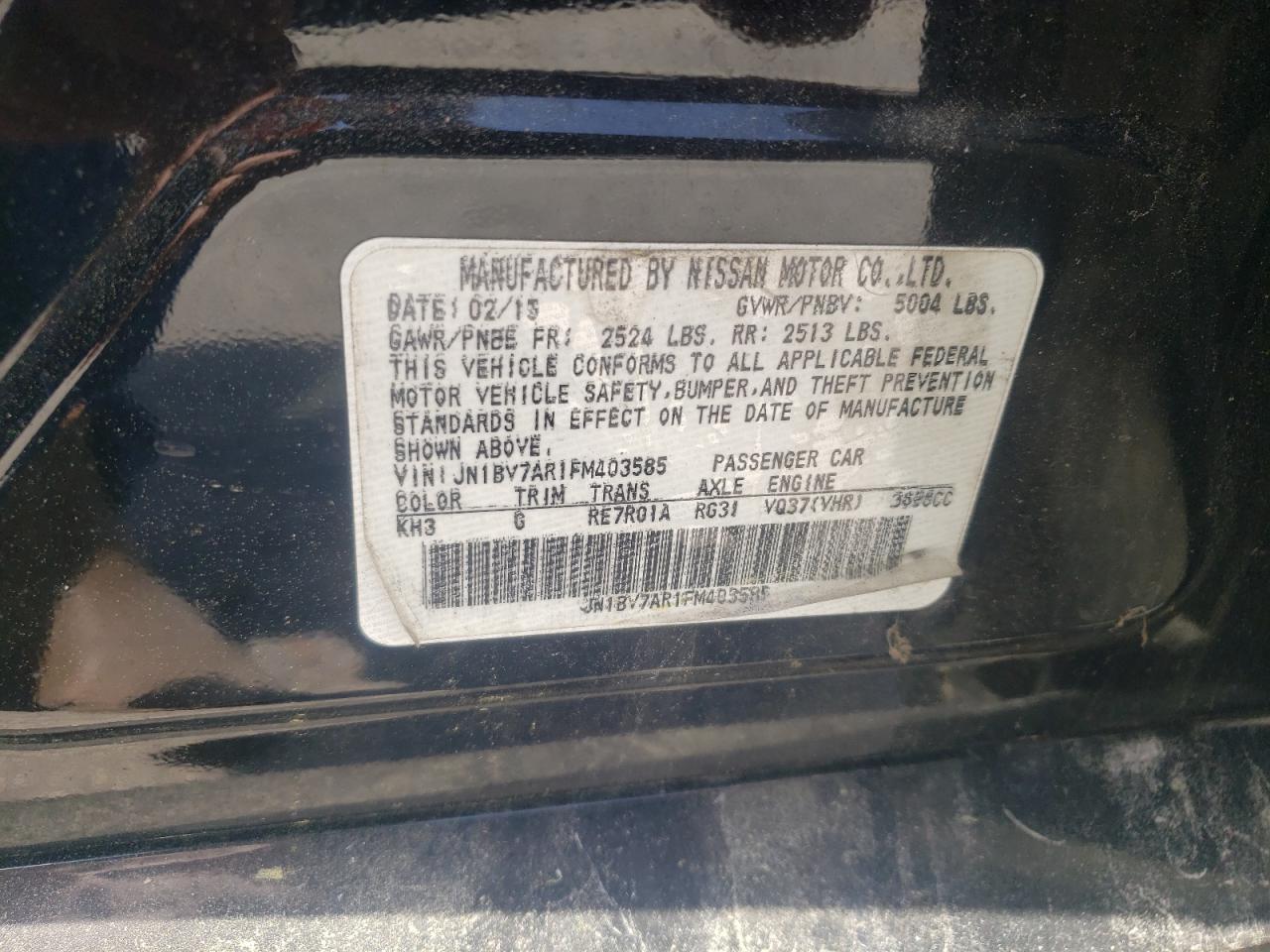 2015 Infiniti Q50 Base VIN: JN1BV7AR1FM403585 Lot: 55662155